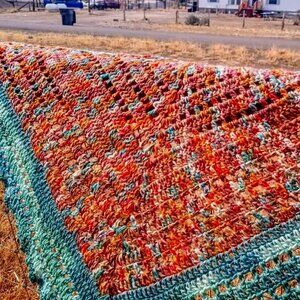Lovely colorful crochet shawl